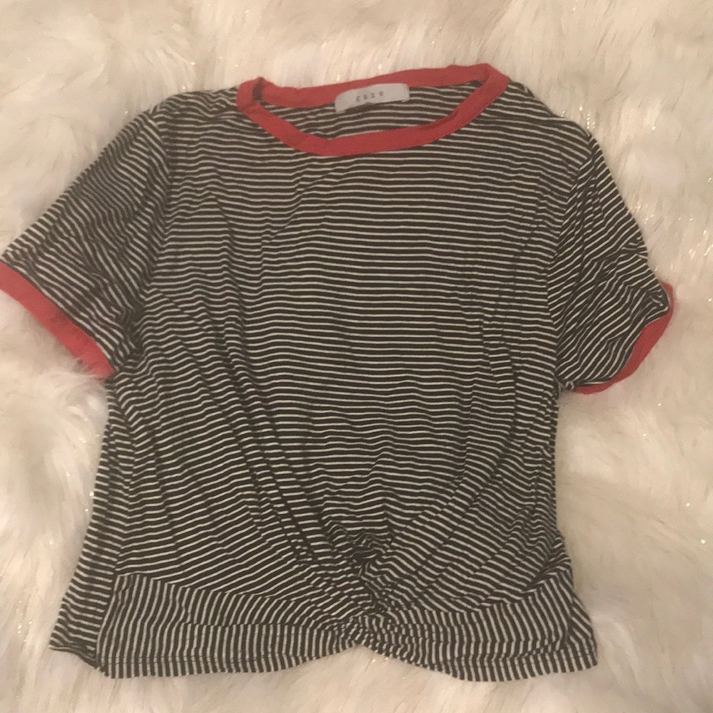 Black & White Striped Crop Top